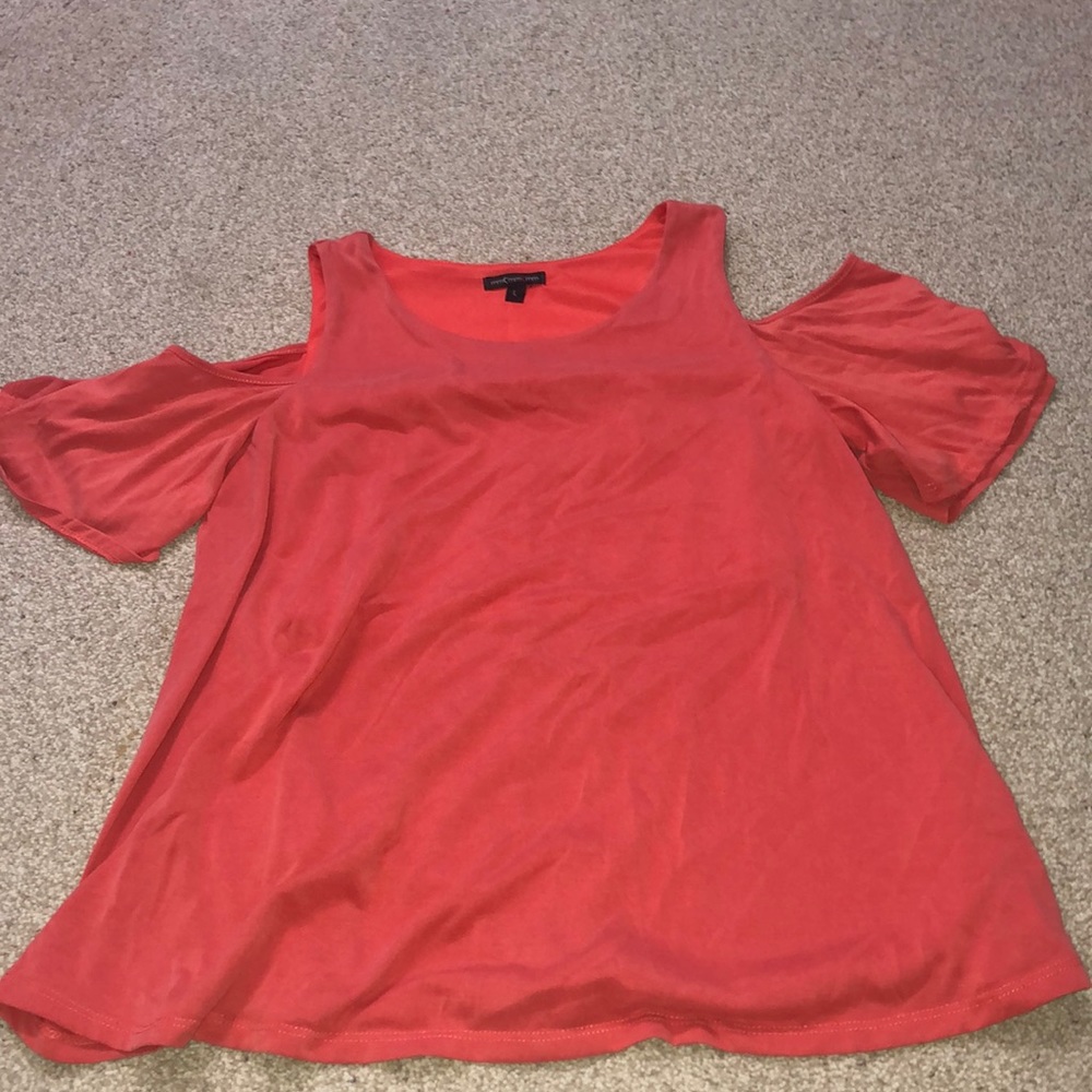 Coral Open Shoulder Top